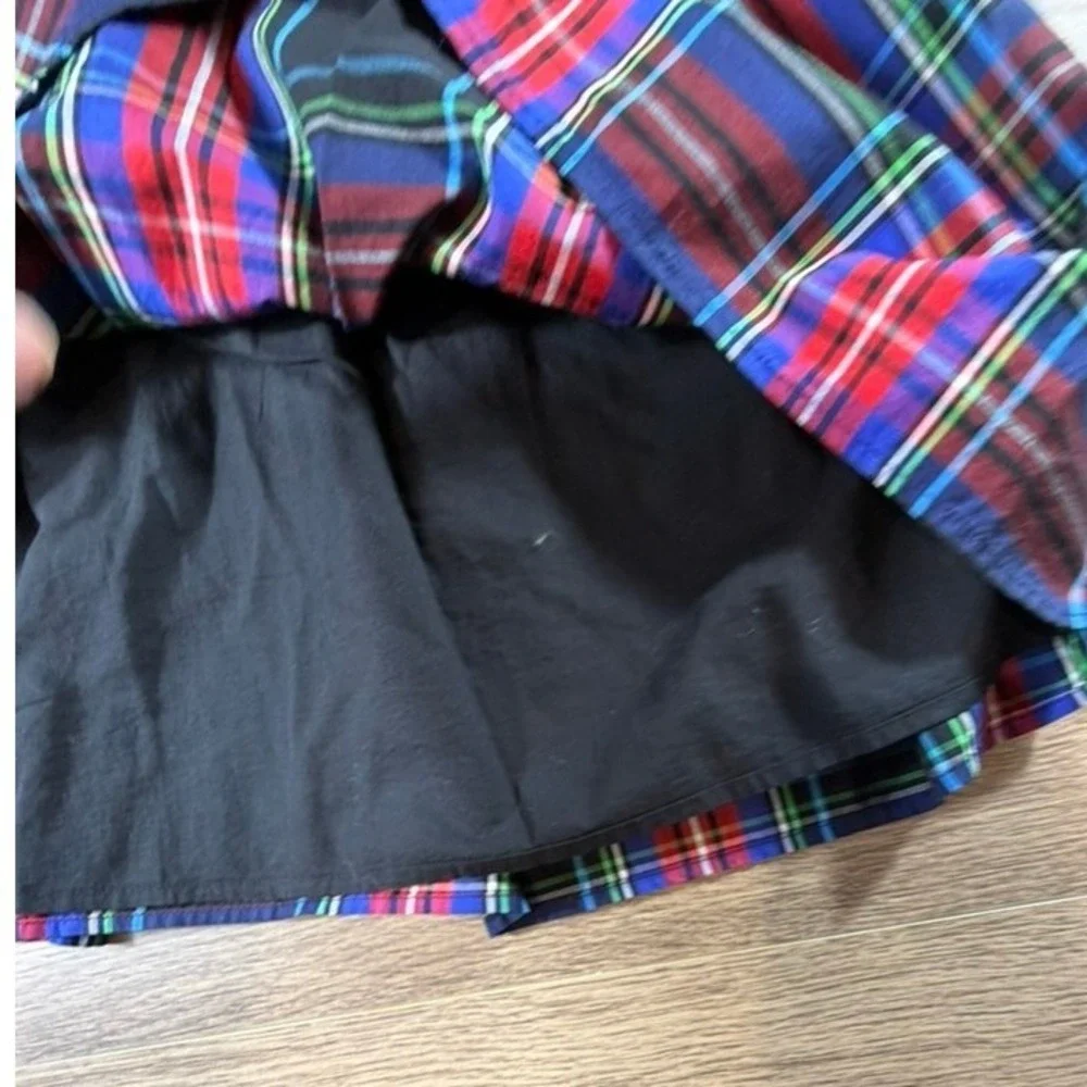 Crewcuts by J. Crew Girls Puff Sleeve Dress in Black Stewart Tartan Holiday 10
